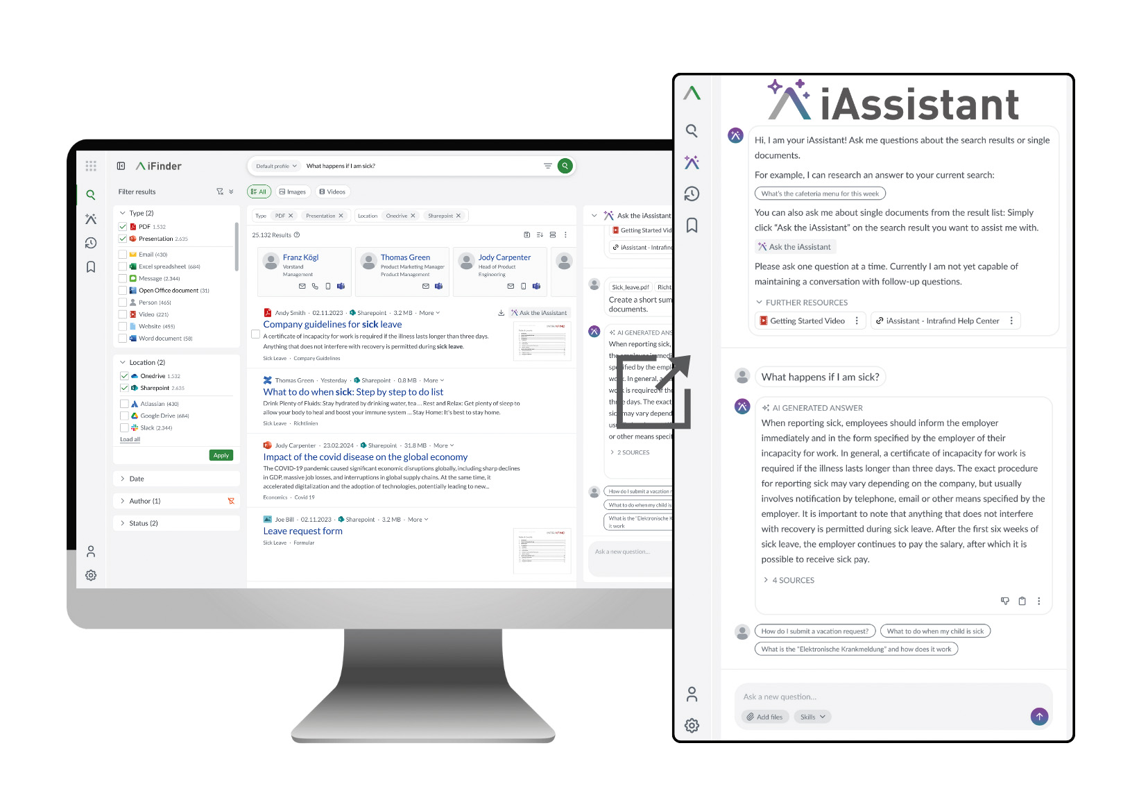 Bildschirm iFinder mit iAssistant